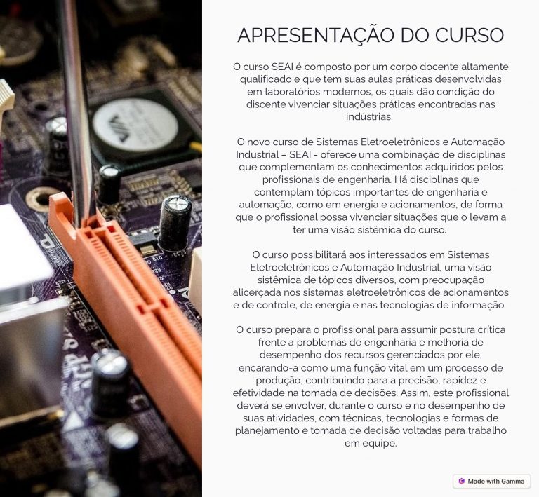 Pós Graduação Lato Sensu em Sistemas Eletrônicos e de Automação